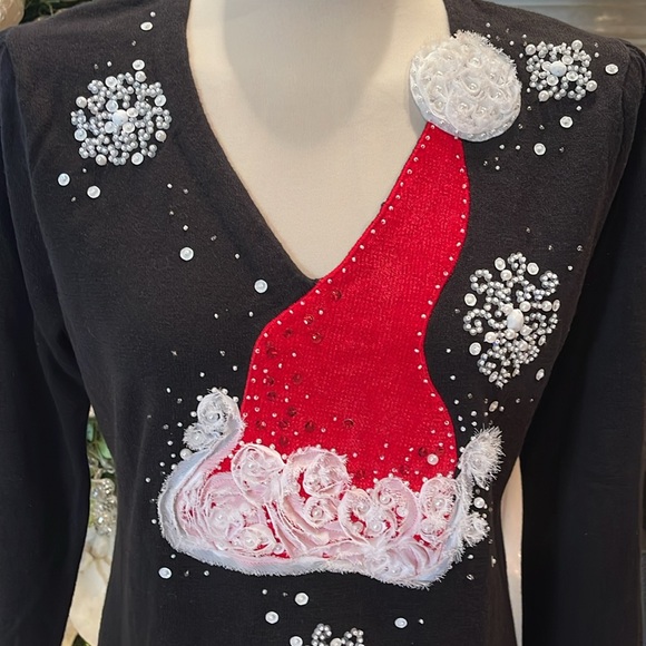 Berek 2 Santa Clause Sequined Sweater Womens Size medium - Picture 2 of 4